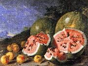 Luis Melendez Still Life with Watermelons and Apples, Museo del Prado, Madrid. oil painting artist